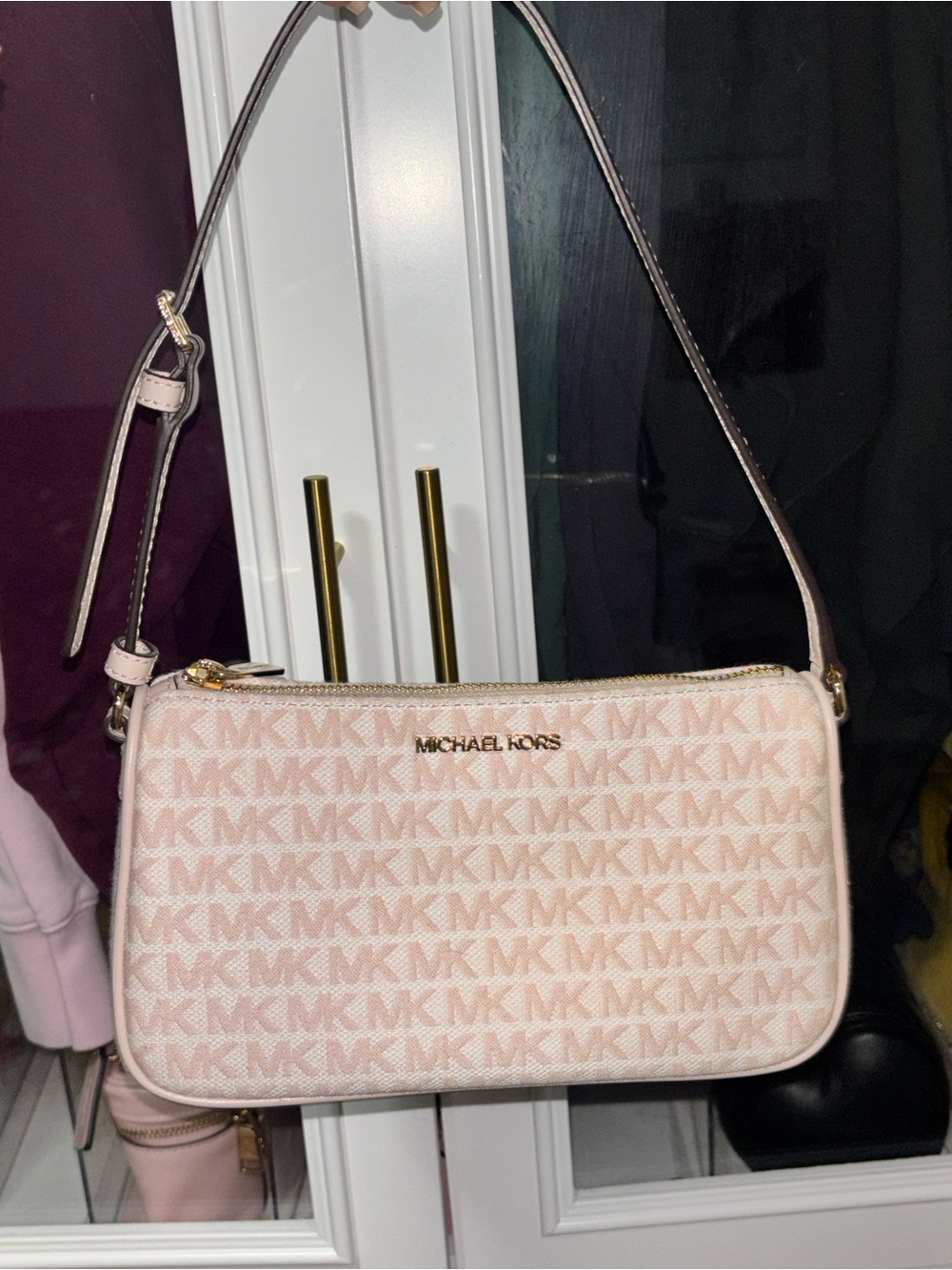 Michael Kors Light Pink MK Monogram Shoulder Bag